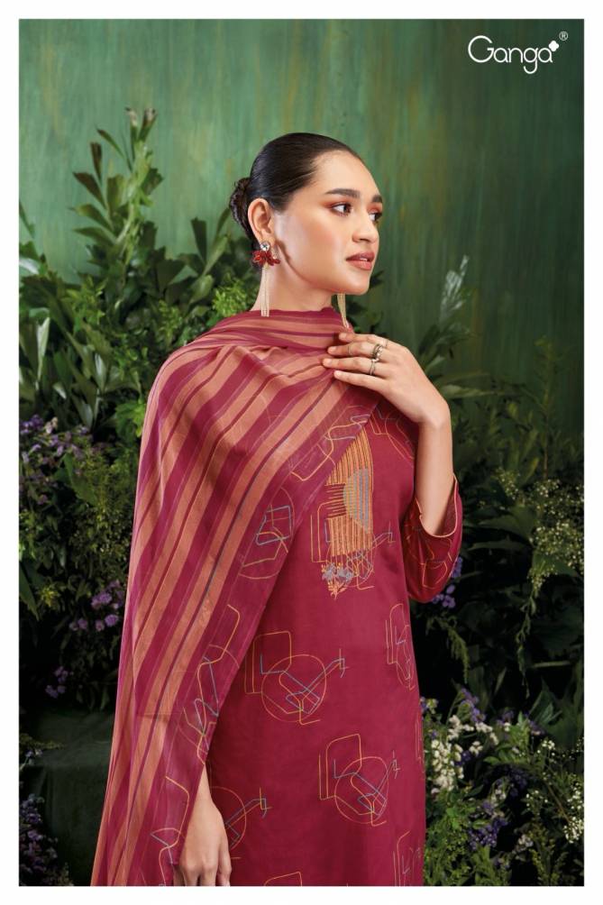 Carista 2129 By Ganga Cotton Silk Printed Dress Material Catalog